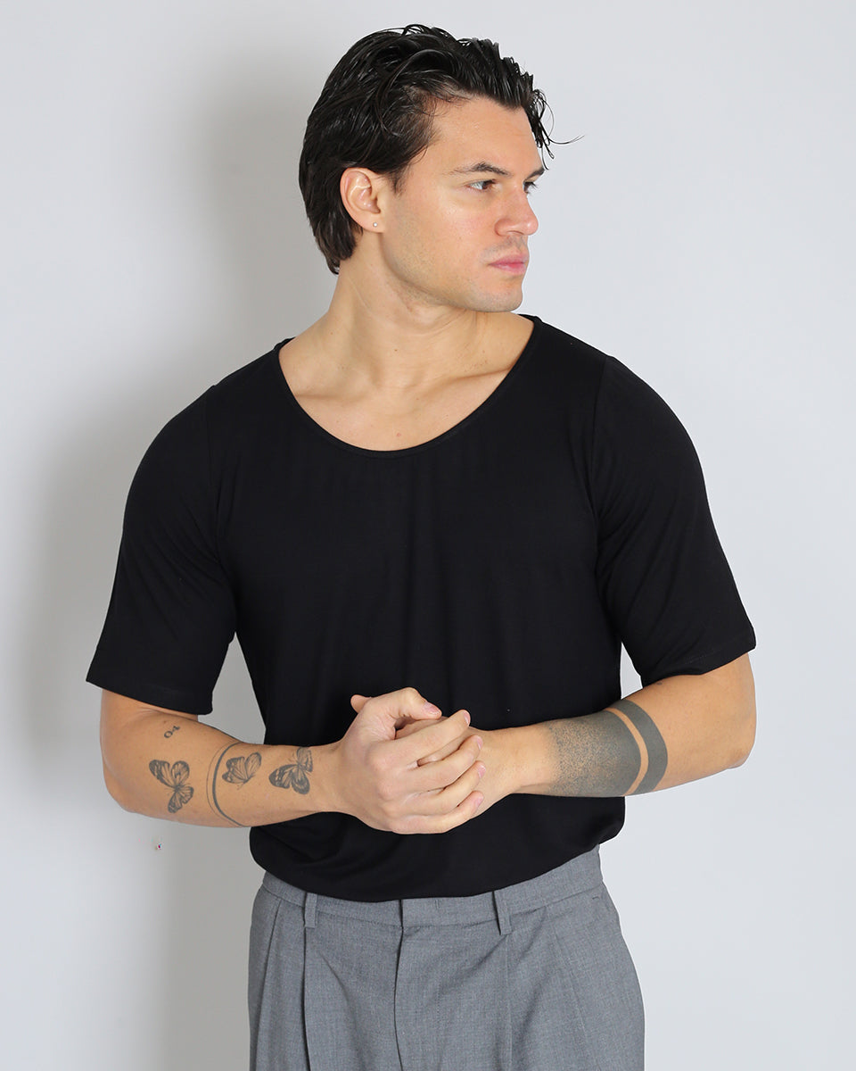 Msm Studio Viscose Boat Neck T-Shirt