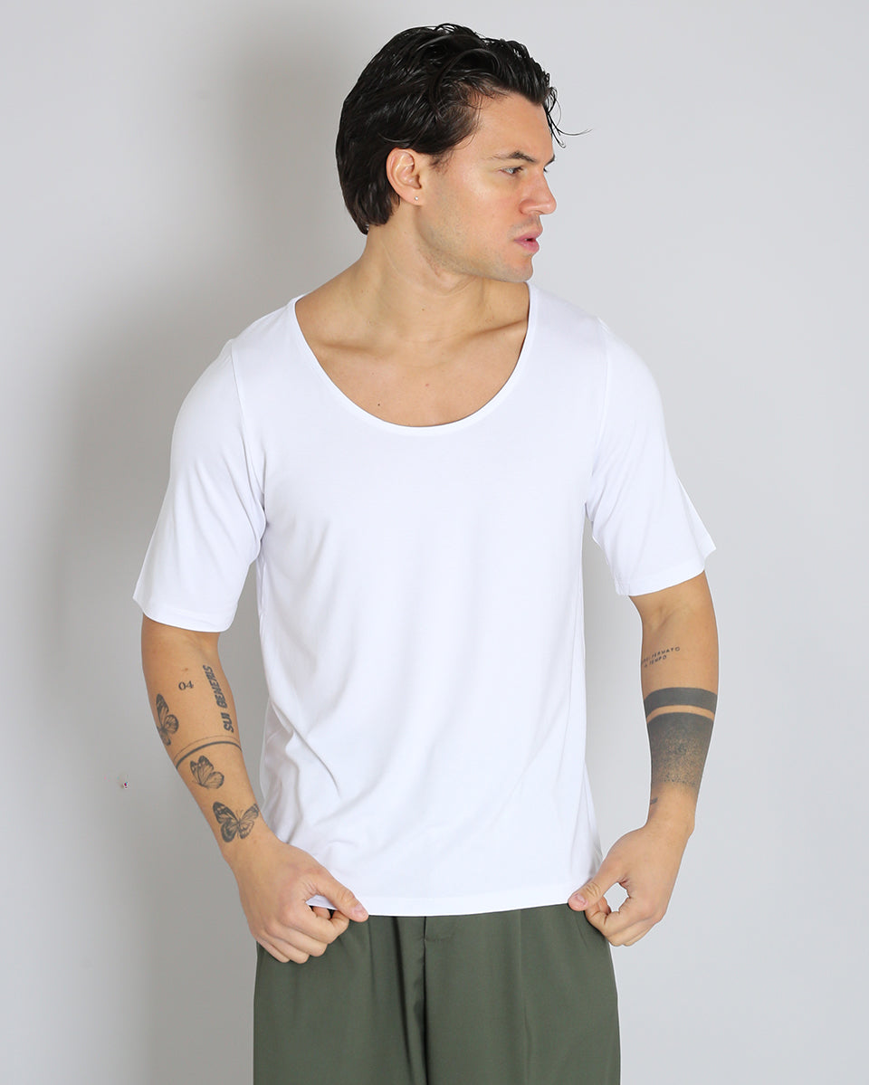 Msm Studio Viscose Boat Neck T-Shirt