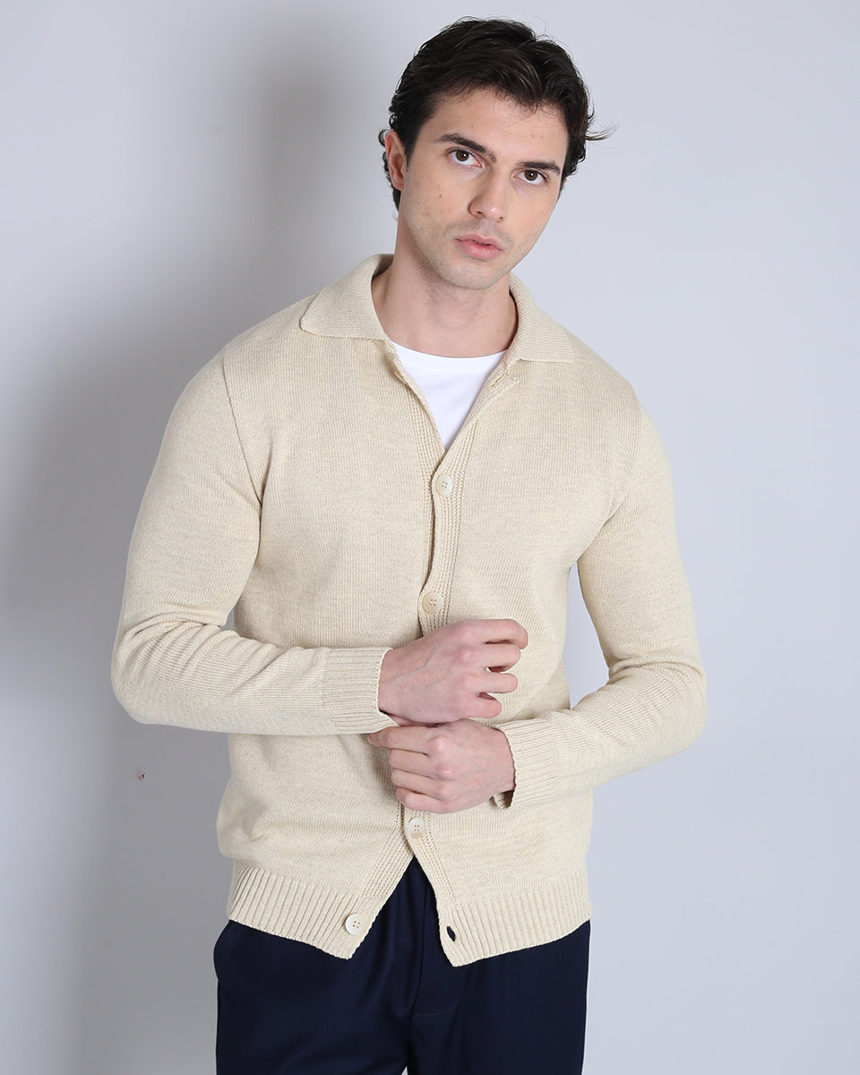 Cardigan con colletto in filo