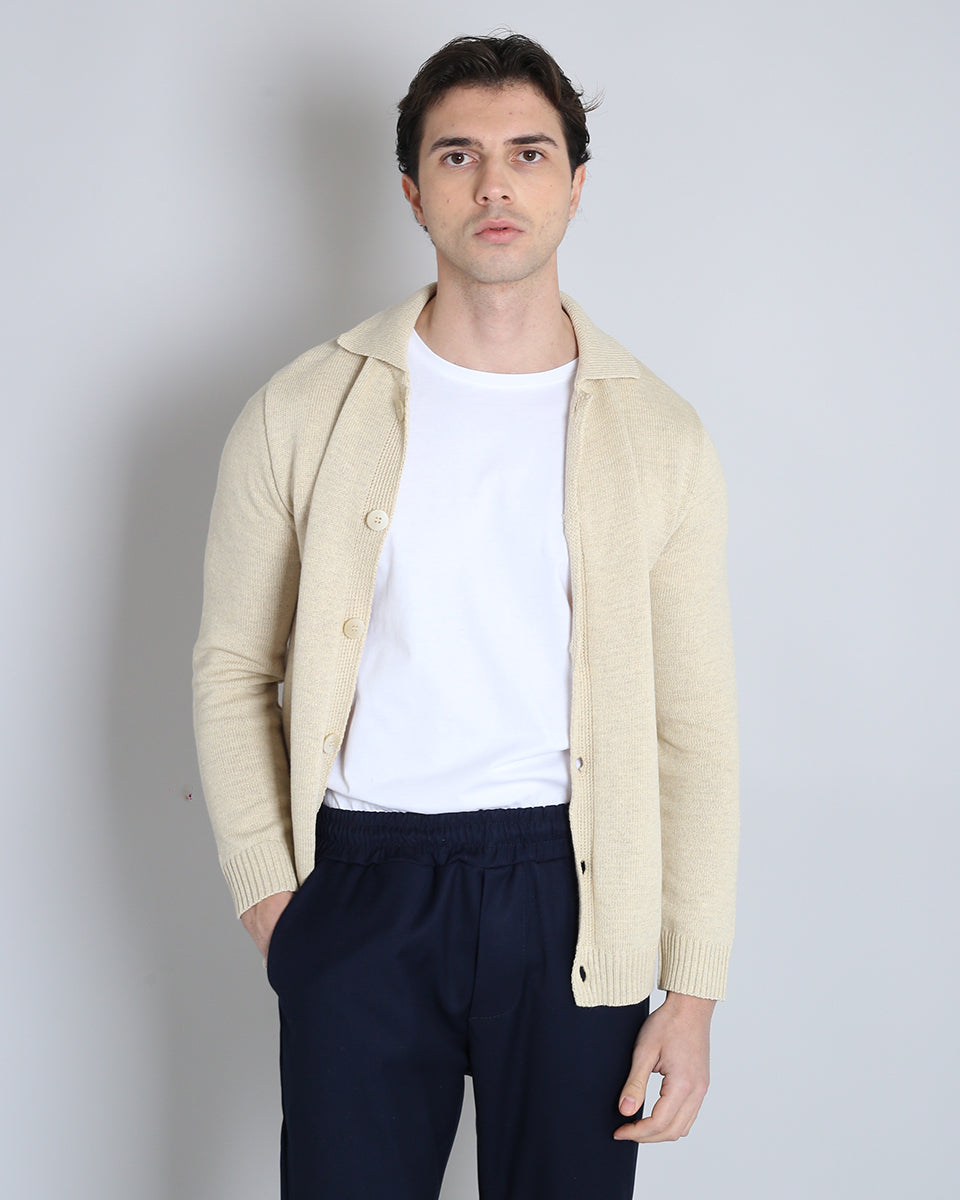 Cardigan con colletto in filo