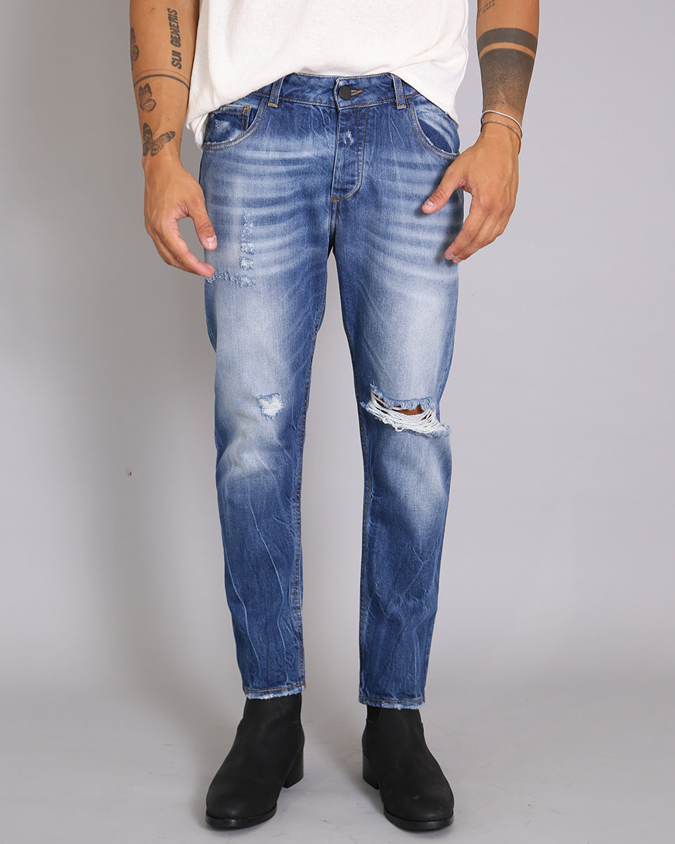 Msm Studio Denim Regular fit Slavato con rotture