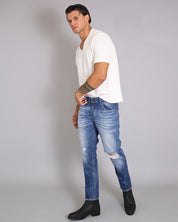 Msm Studio Denim Regular fit Slavato con rotture