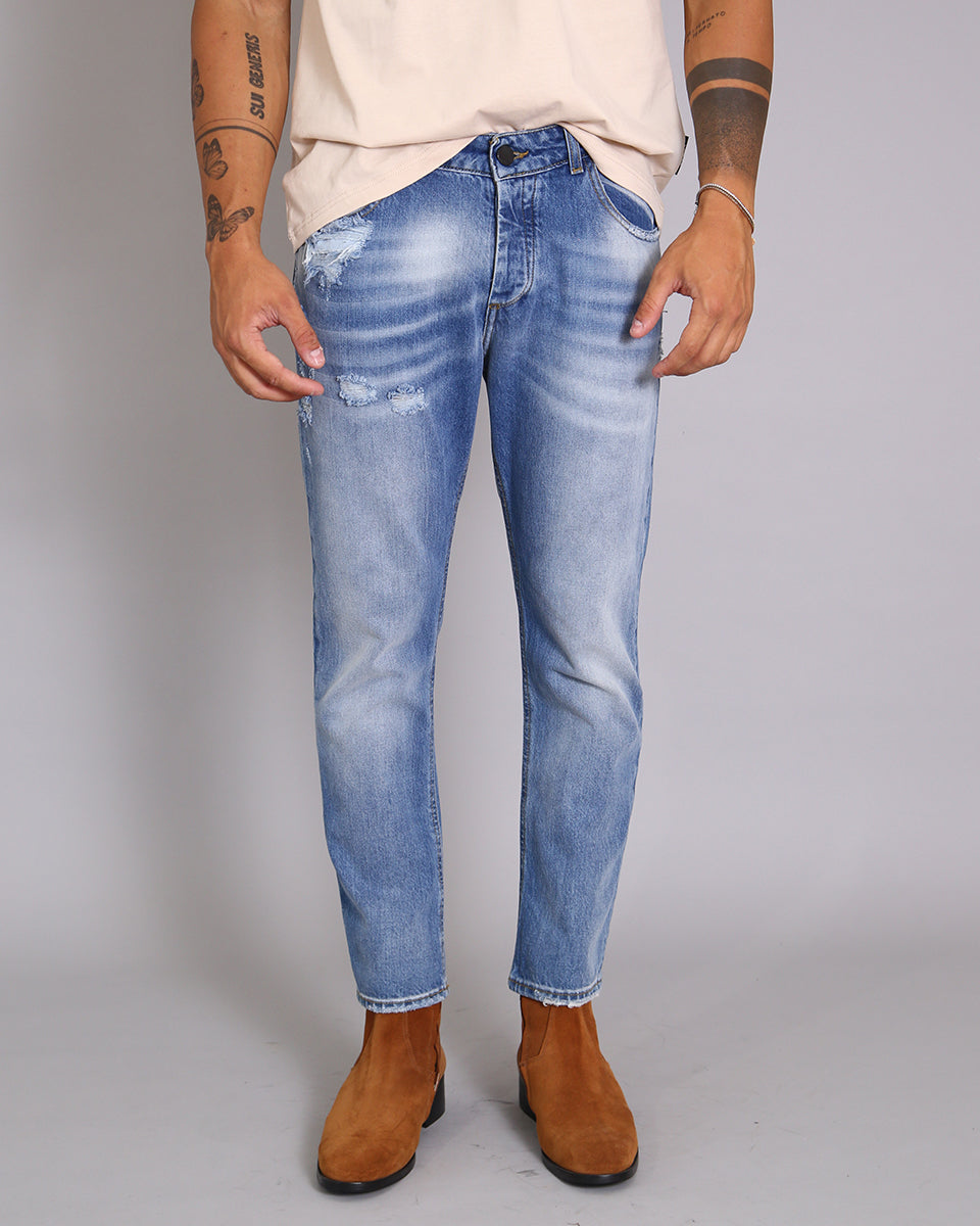 Msm Studio Denim Regular fit Slavato con taglio