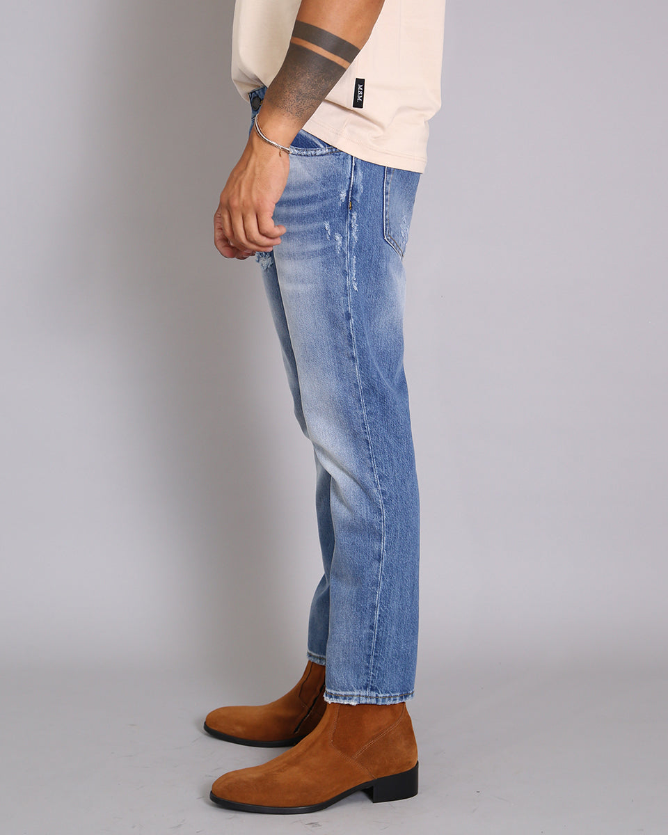 Msm Studio Denim Regular fit Slavato con taglio