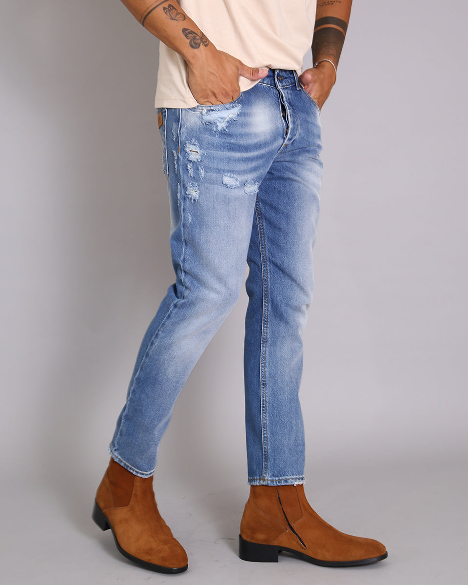 Msm Studio Denim Regular fit Slavato con taglio