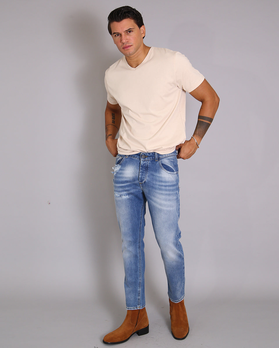 Msm Studio Denim Regular fit Slavato con taglio