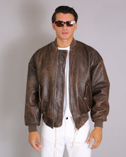 Msm Studio Oversize Leather Bomber Old America