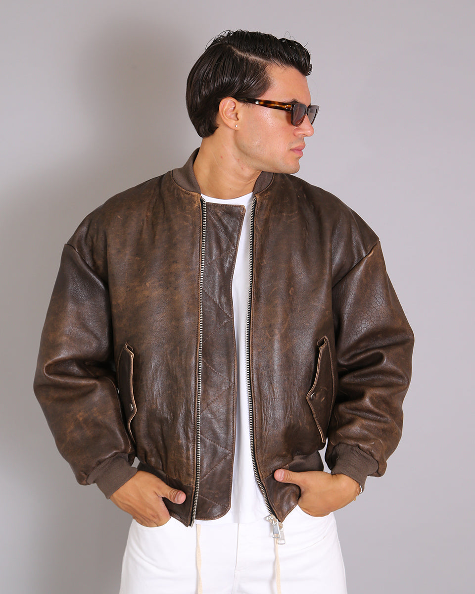 Msm Studio Oversize Leather Bomber Old America