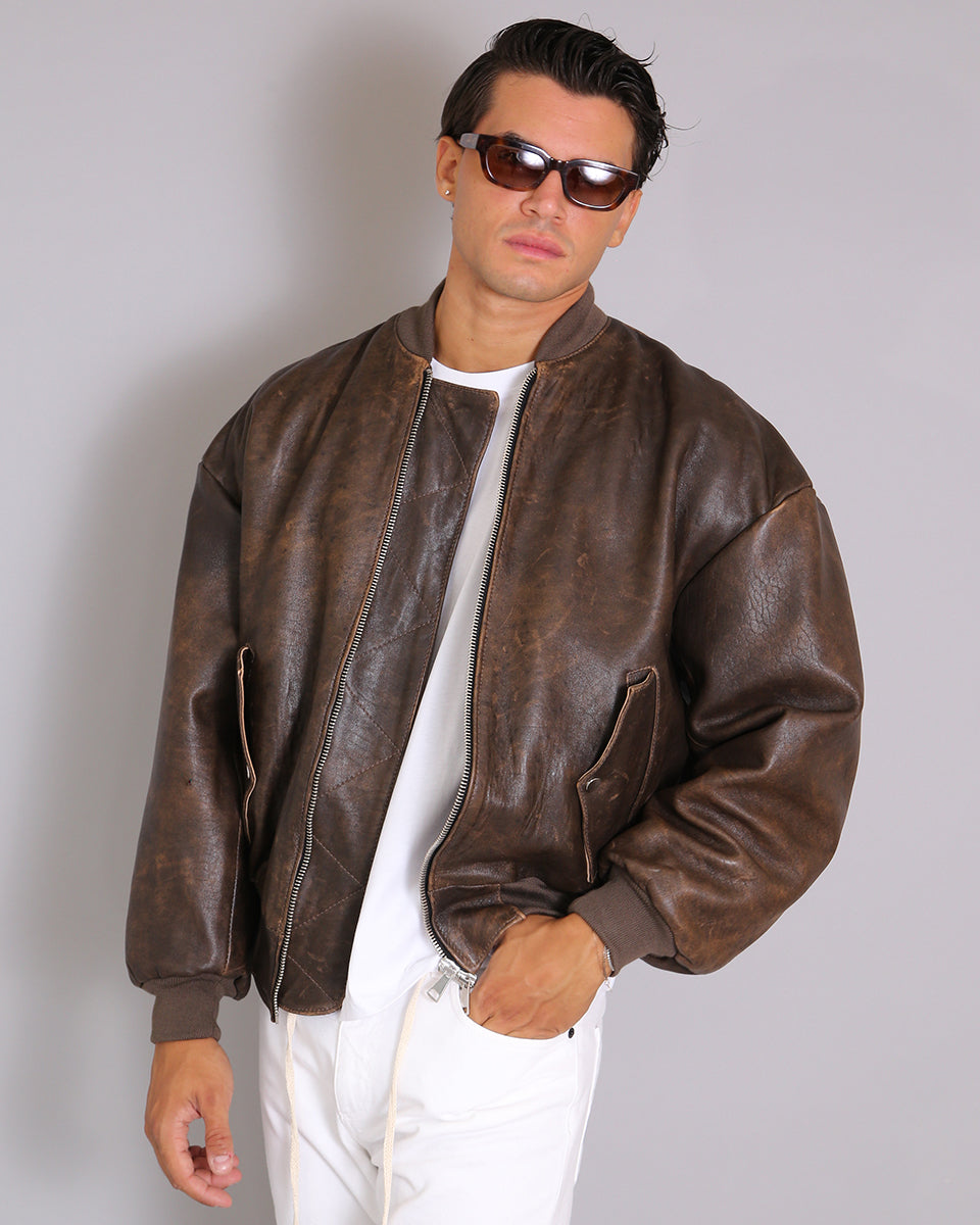 Msm Studio Oversize Leather Bomber Old America