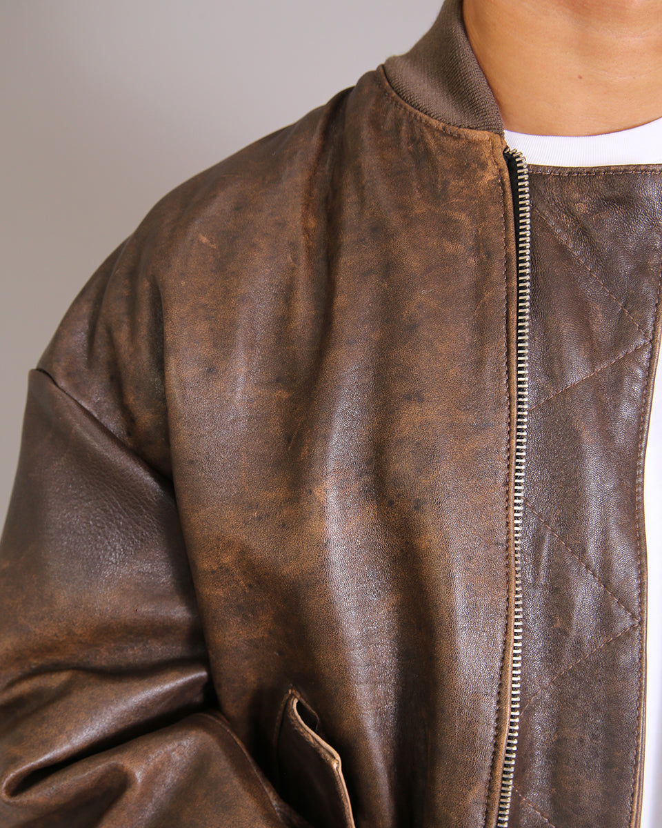 Msm Studio Oversize Leather Bomber Old America