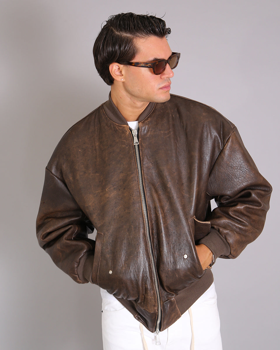 Msm Studio Oversize Leather Bomber Old America