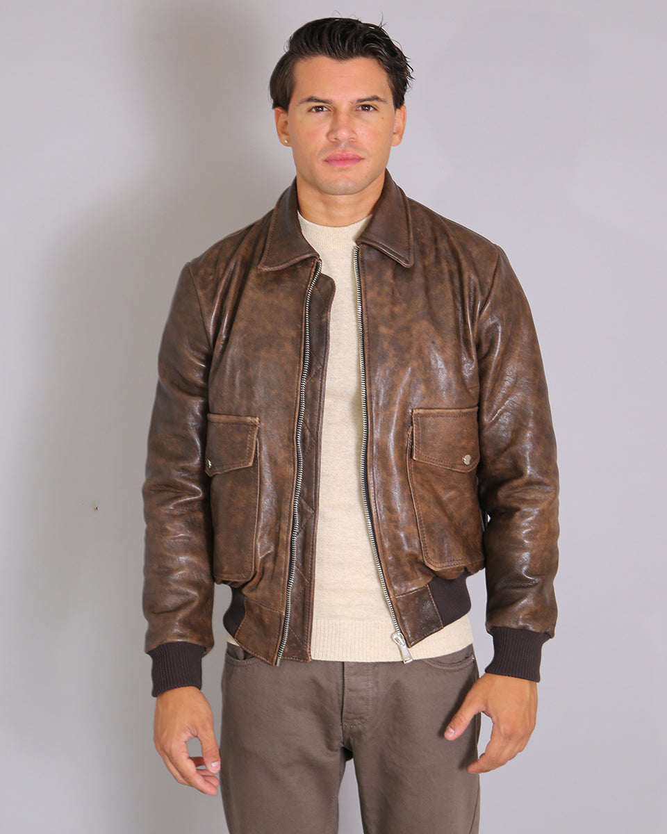 Msm Leather Jacket With Pockets Old America