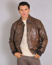 Msm Leather Jacket With Pockets Old America