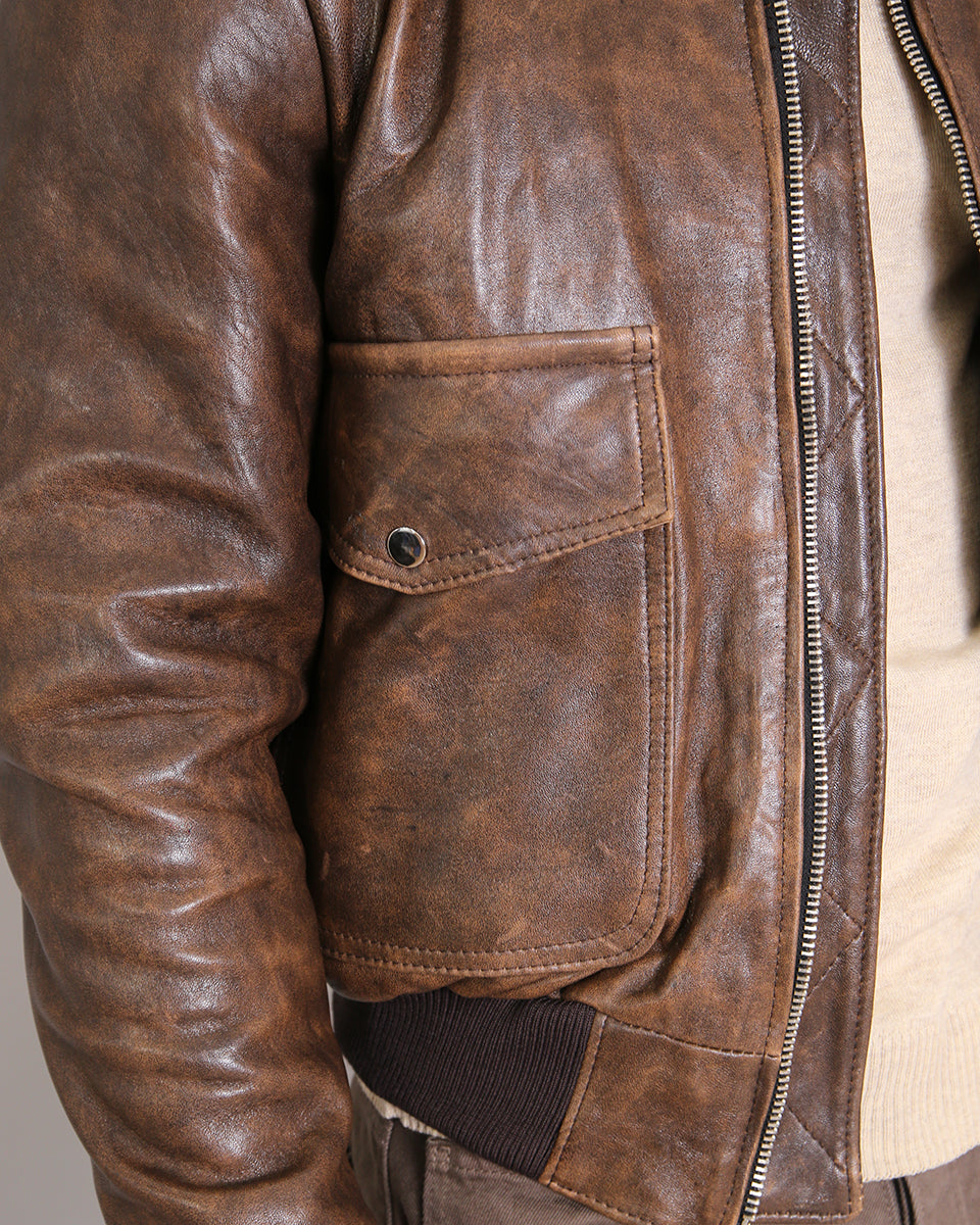 Msm Leather Jacket With Pockets Old America