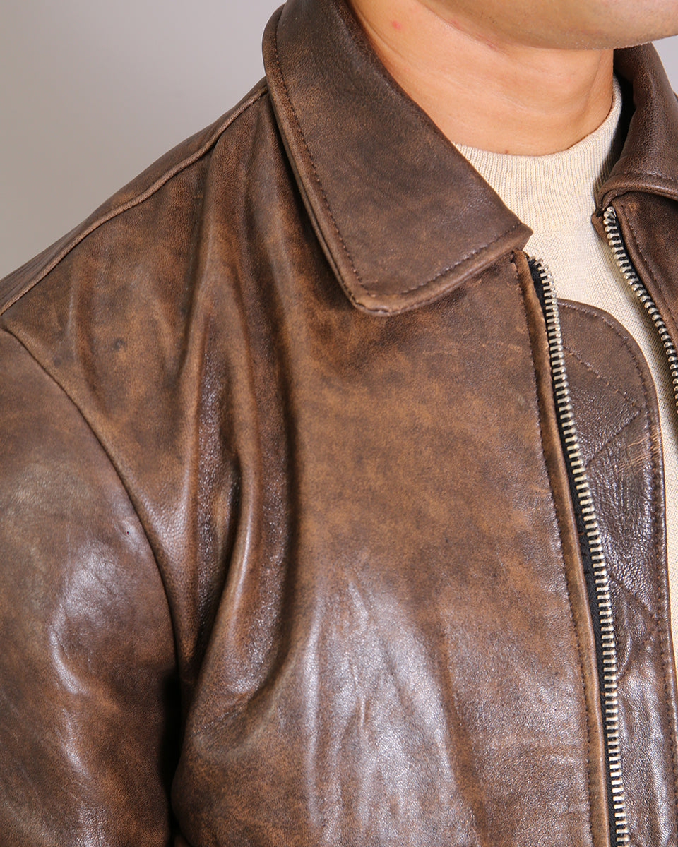 Msm Leather Jacket With Pockets Old America