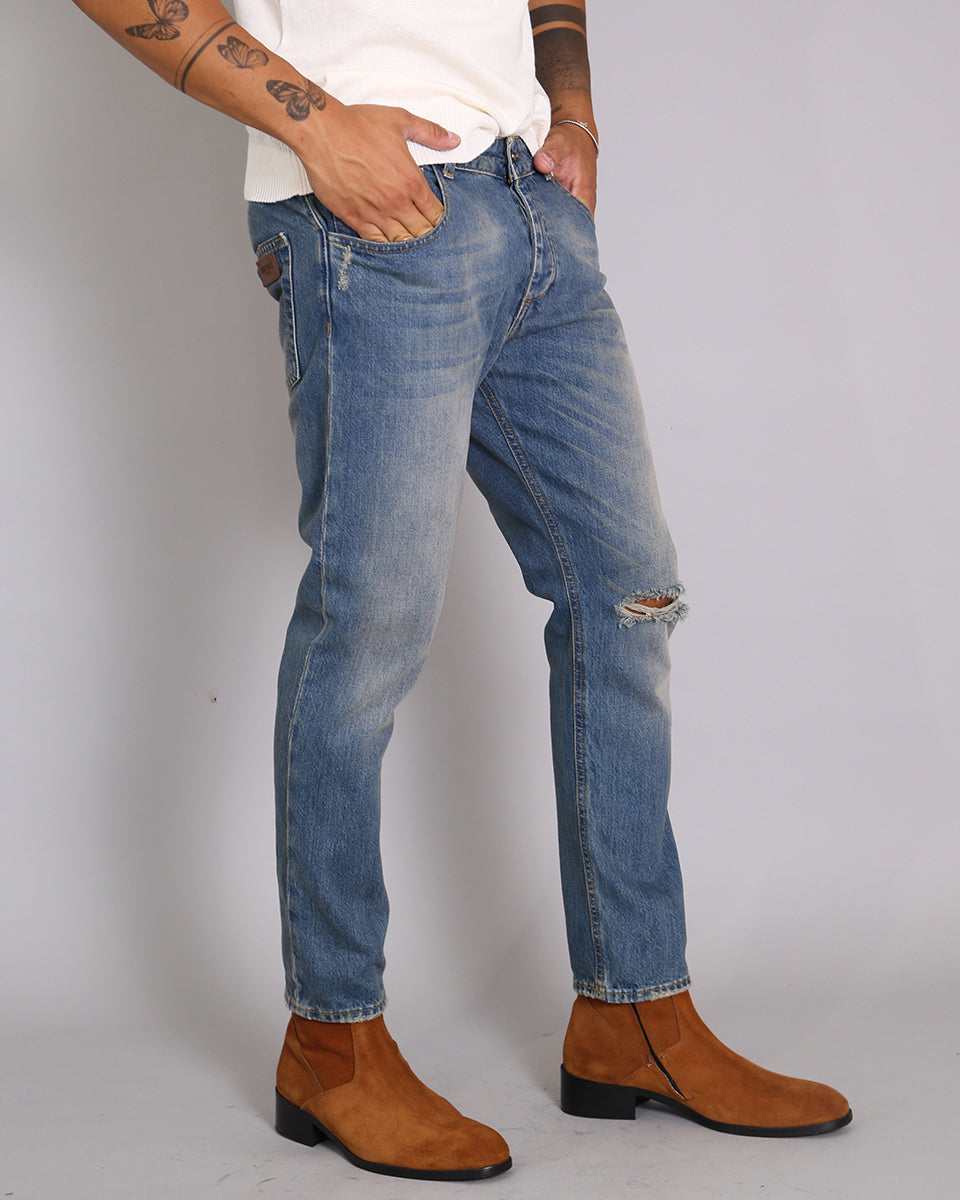 Msm Studio Denim Regular fit sabbiato con taglio