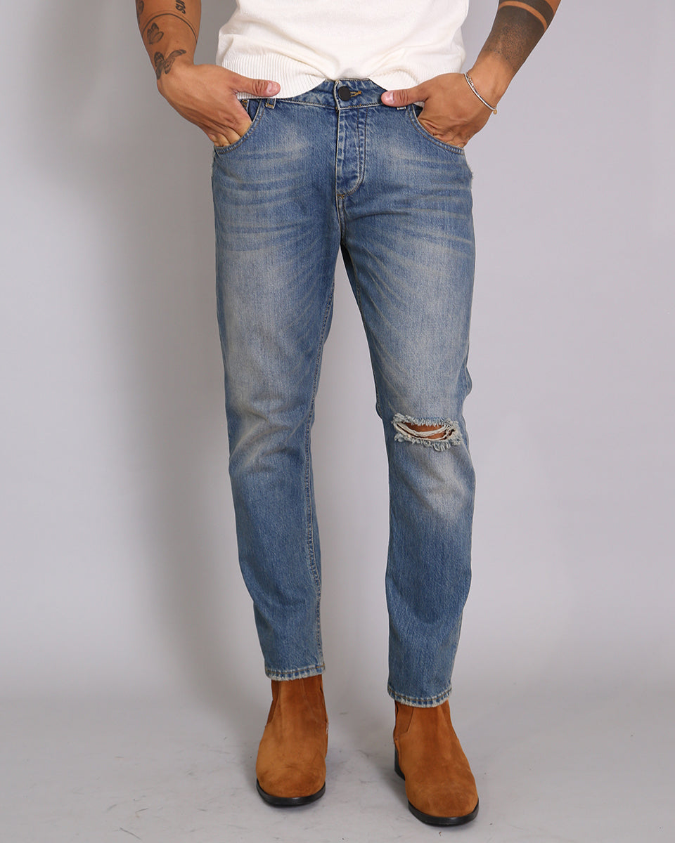 Msm Studio Denim Regular fit sandblasted with cut 