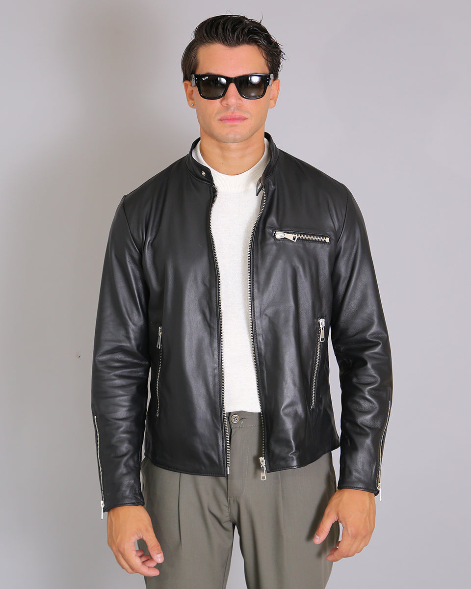 Msm Studio Leather Jacket with Korean Collar 