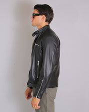 Msm Studio Leather Jacket with Korean Collar 