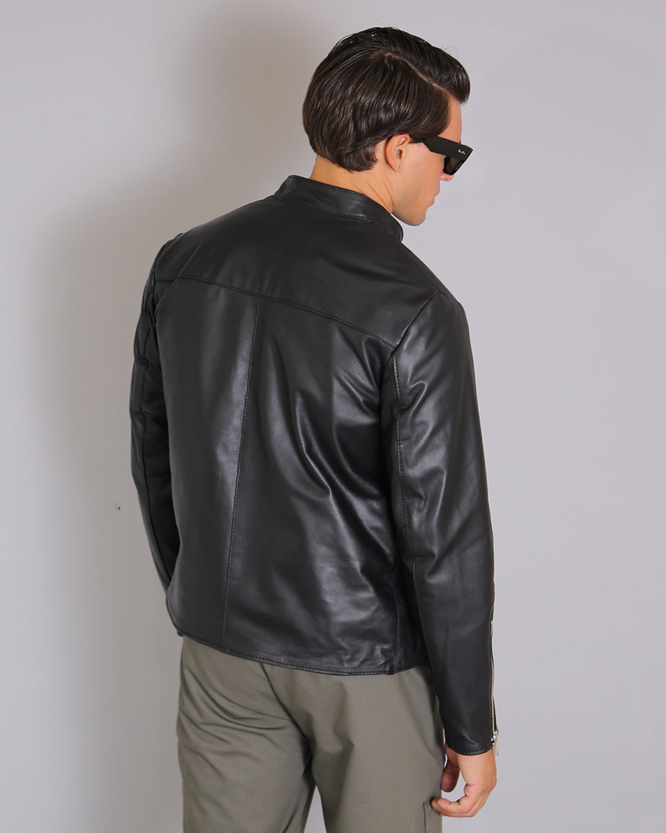 Msm Studio Leather Jacket with Korean Collar 