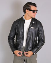 Msm Studio Leather Jacket with Korean Collar 