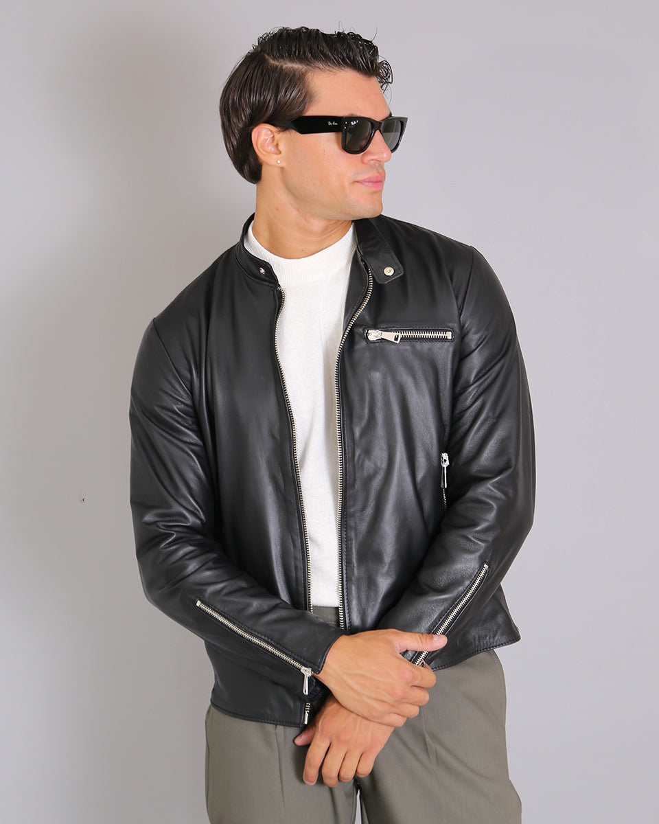 Msm Studio Leather Jacket with Korean Collar 