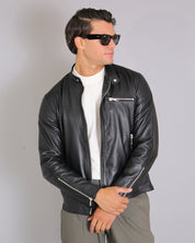 Msm Studio Leather Jacket with Korean Collar 