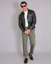 Msm Studio Leather Jacket with Korean Collar 