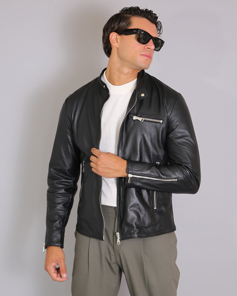 Msm Studio Leather Jacket with Korean Collar 