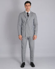 Double-breasted Tailored Suit Grey Pinstripe