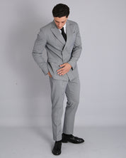 Double-breasted Tailored Suit Grey Pinstripe