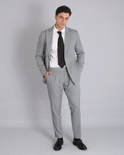 Double-breasted Tailored Suit Grey Pinstripe