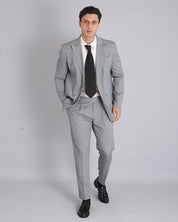 Double-breasted Tailored Suit Grey Pinstripe