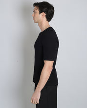 Msm Studio T-shirt boat neck ribbed half sleeve