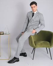 Double-breasted Tailored Suit Grey Pinstripe