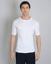 Msm Studio T-shirt boat neck ribbed half sleeve