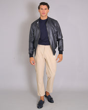 Msm Studio Korean Leather Jacket Blue